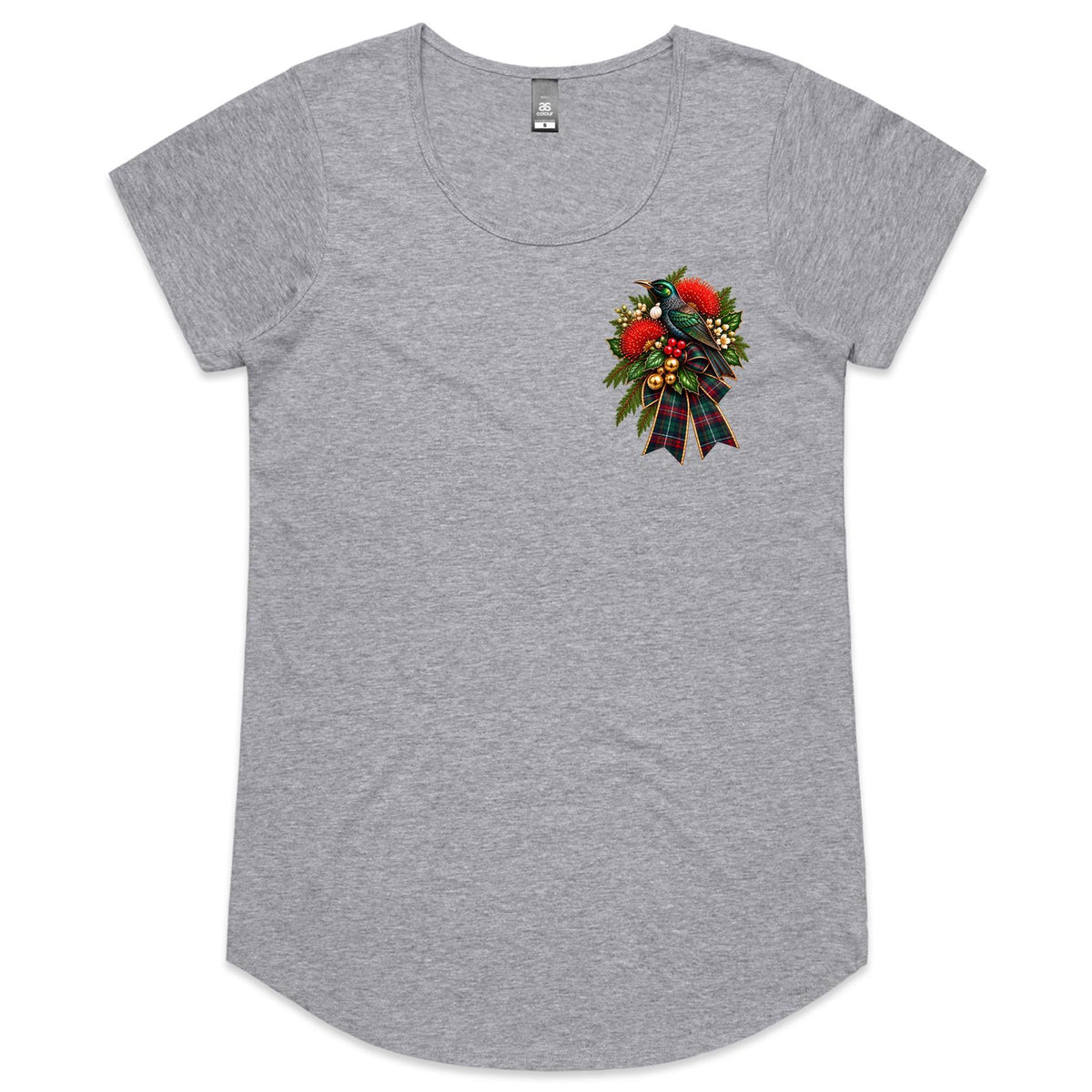 NZ Tui Christmas Corsage - Ladies Scoop Neck Tee