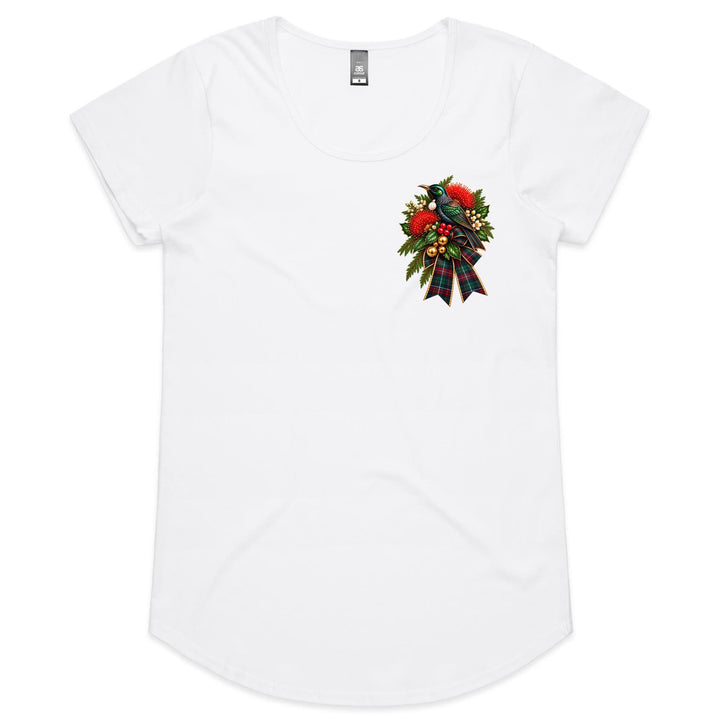 NZ Tui Christmas Corsage - Ladies Scoop Neck Tee