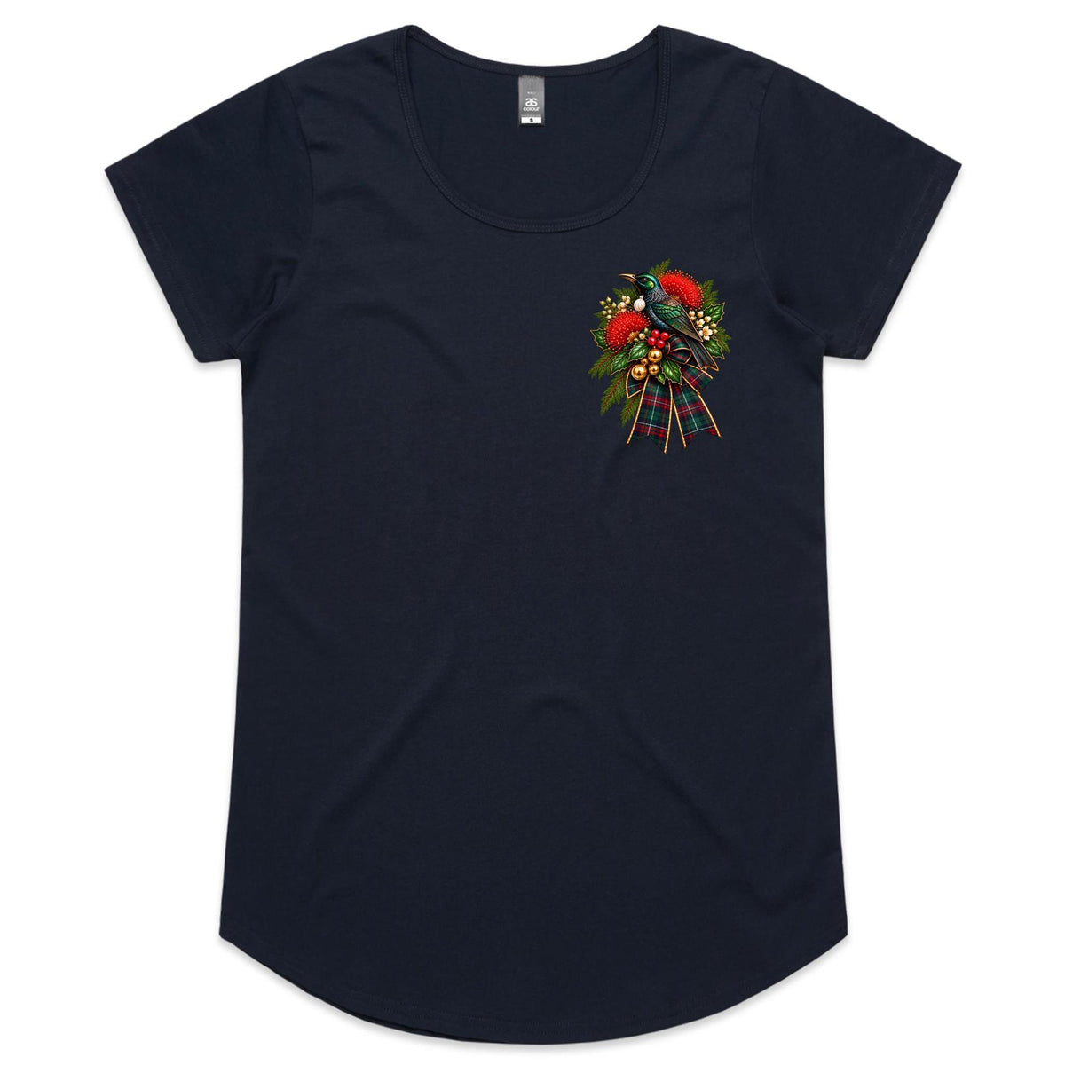 NZ Tui Christmas Corsage - Ladies Scoop Neck Tee