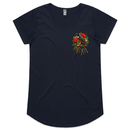 NZ Tui Christmas Corsage - Ladies Scoop Neck Tee