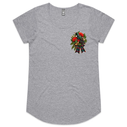 NZ Tui Christmas Corsage - Ladies Scoop Neck Tee