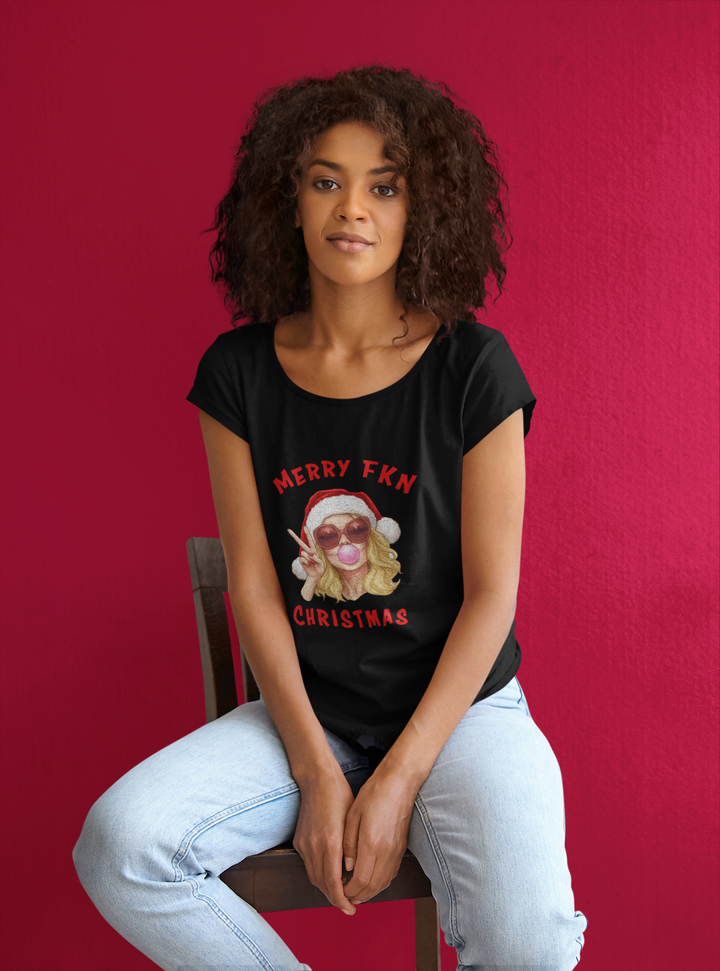Merry Fkn Christmas - Ladies Scoop Neck Tee